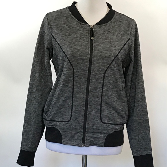 Athleta bomber jacket gray black size M - Picture 2 of 8